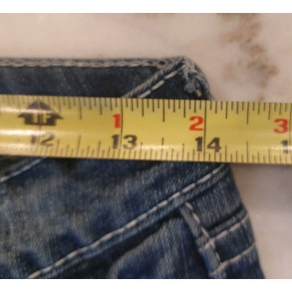 Ariya Capri Jeans Women's 3/4 Juniors Blue Denim Distressed Low Rise 28X24 - Picture 5 of 8